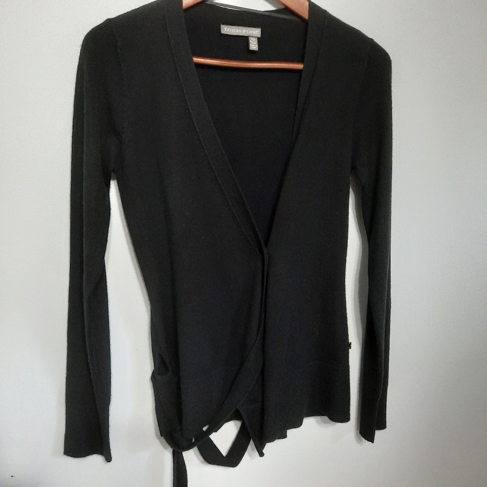 Tristan Black Wrap Around Cardigan